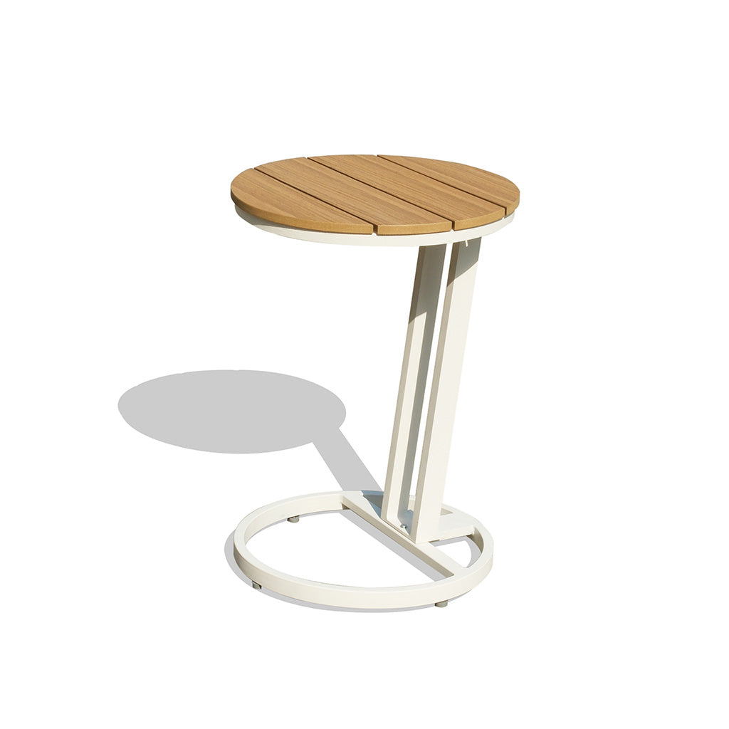 Havana Round Side Table-Pearl White