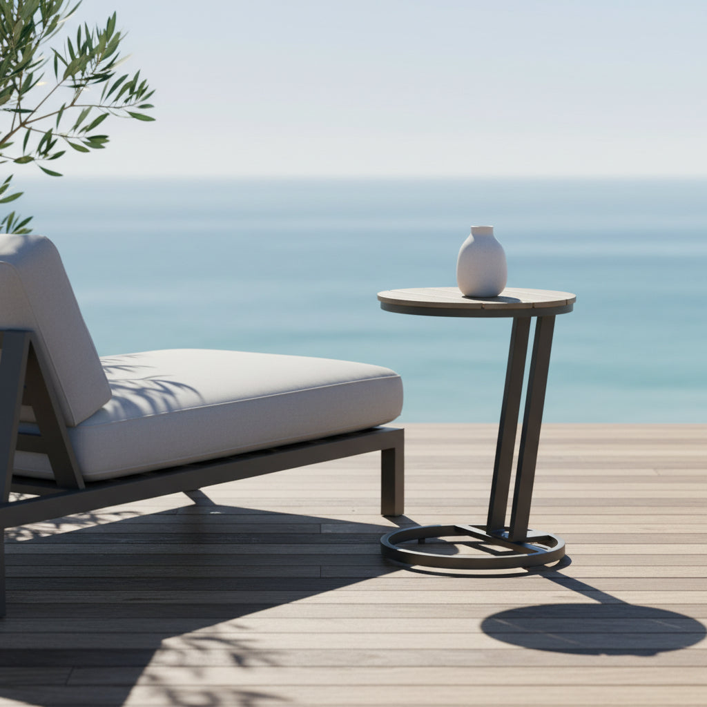 Havana Round Side Table-Dark Grey