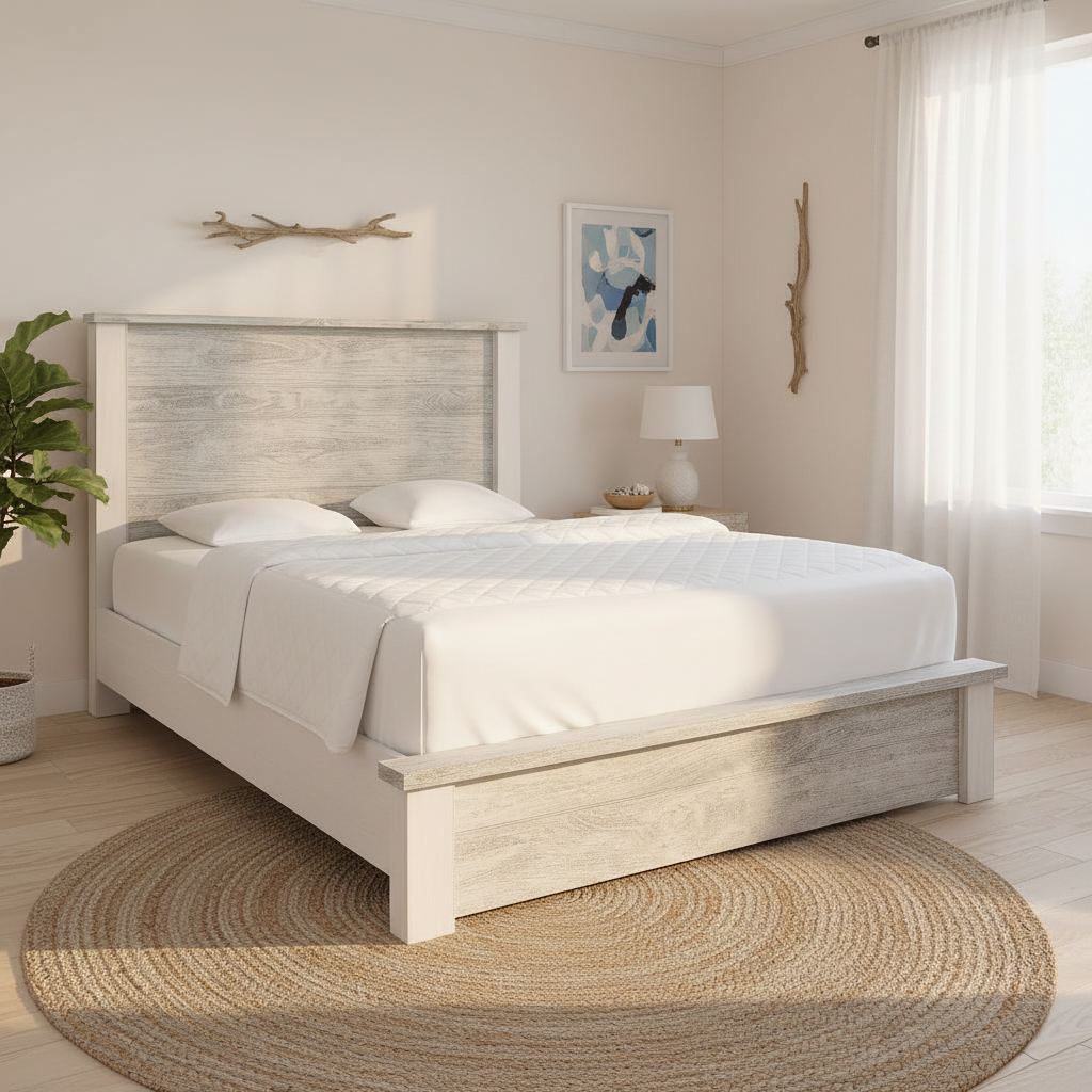 Valencia King Bed With Storage-Brushed White