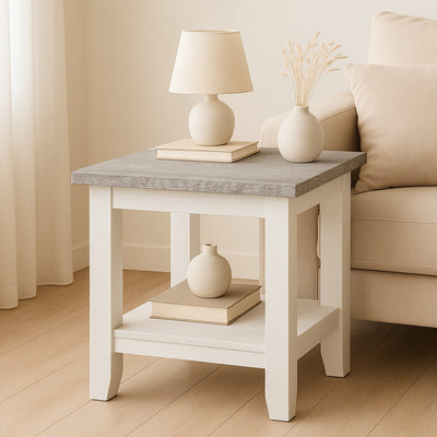 Valencia Lamp Table-Brushed White hover image