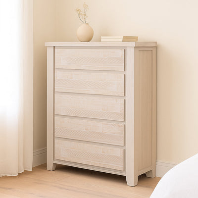 Valencia 5 Drawer Tallboy-Brushed White hover image