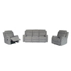 Virgo 3 Piece Manual Fabric Recliner Suite-Silver