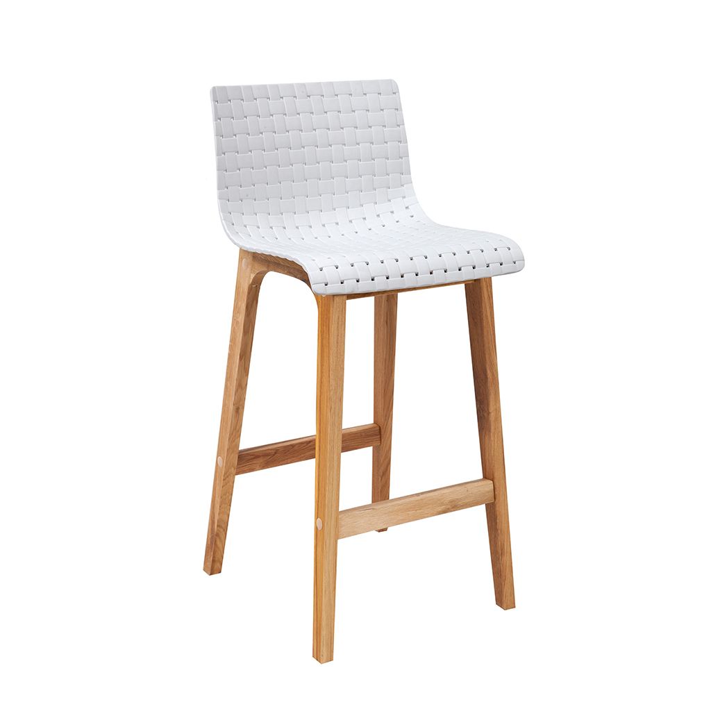 Rhone Bar Stool-Oak Frame with White Acrylic