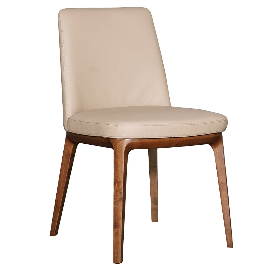 Juno Leather Dining Chair-Light Walnut with Clay Leather