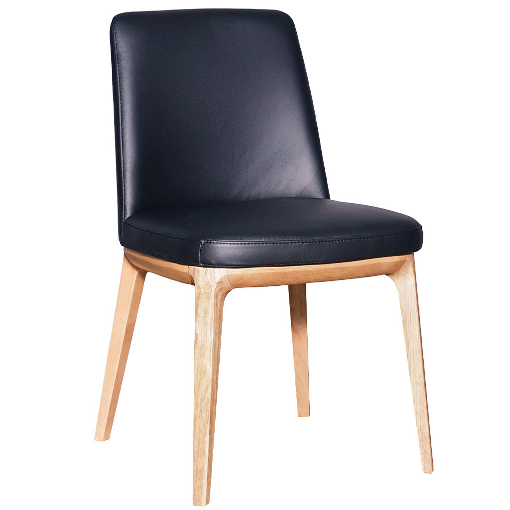 Juno Leather Dining Chair-Natural with Black Leather