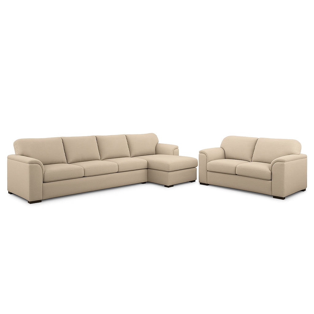 Wallacia 4 Seater Chaise + 2.5 Seater Fabric Sofa Set