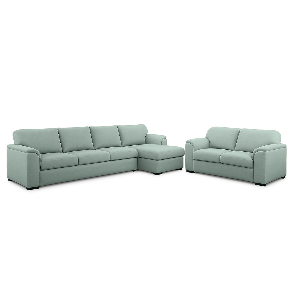 Wallacia 4 Seater Chaise + 2.5 Seater Fabric Sofa Set