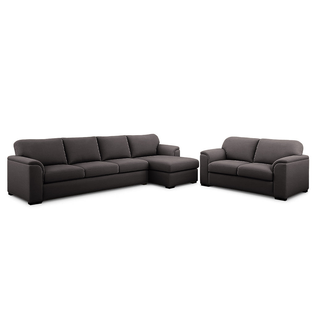 Wallacia 4 Seater Chaise + 2.5 Seater Fabric Sofa Set