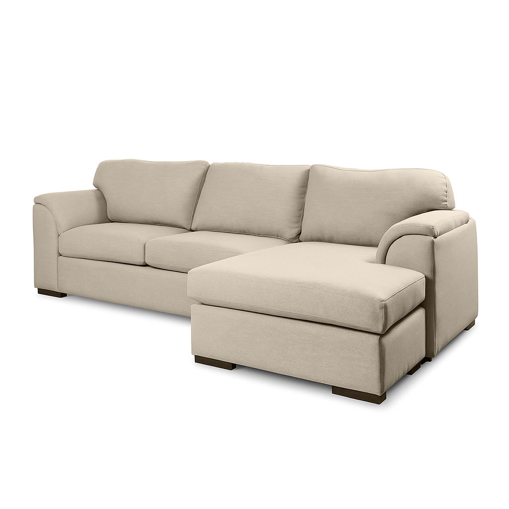 Wallacia 4 Seater Fabric Sofa with Reversible Chaise-Almond