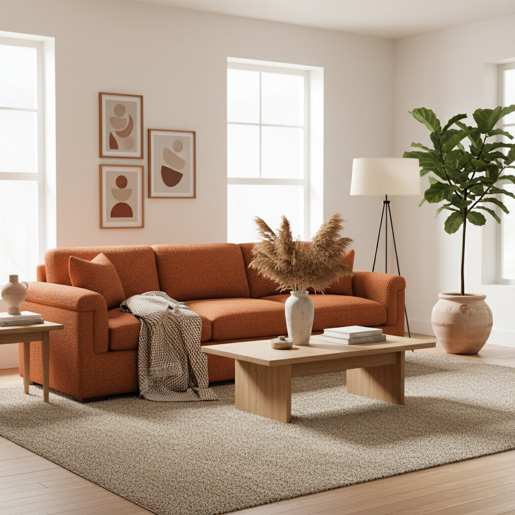 Waverton 3 Seater Fabric Sofa-Flame