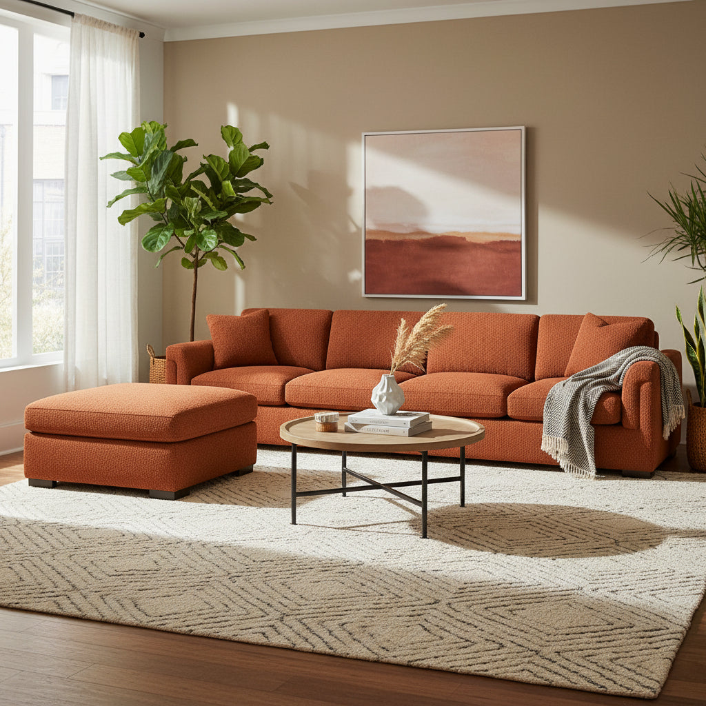 Waverton 4 Seater with Ottoman-Flame