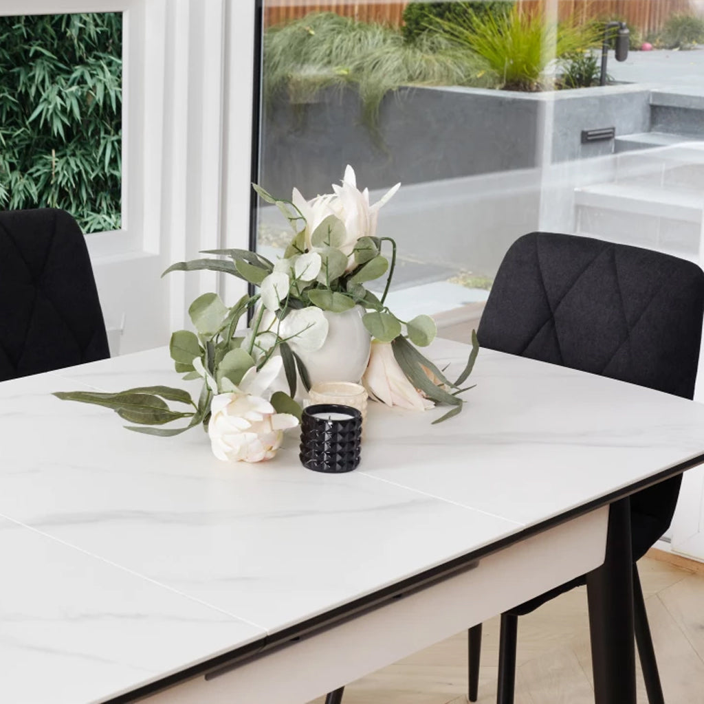 Mila Extension Dining Table 1200 EXT to 1600-Snow White