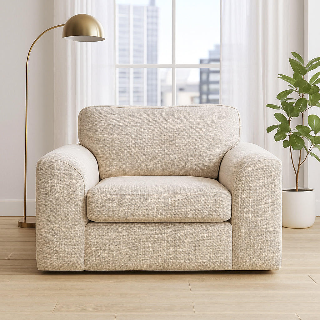 Windsor 1.5 Seater Fabric Sofa-Parchment