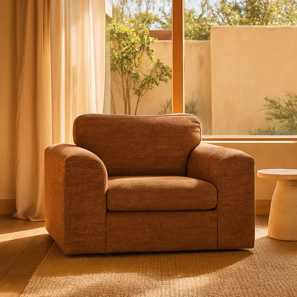 Windsor 1.5 Seater Fabric Sofa-Terracotta