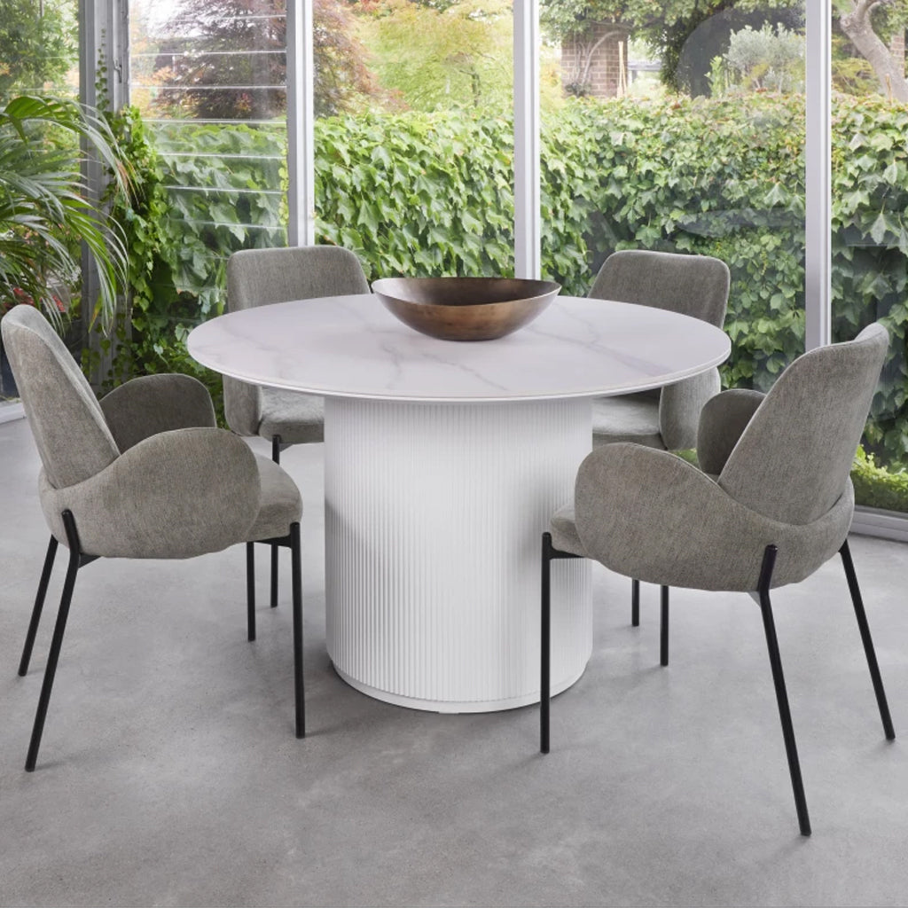 Windsor 1200 Dia Round Dining Table-Snow White