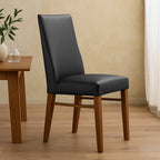 Zack Leather Dining Chair-Black Leather with Blackwood Stain Legs