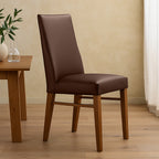 Zack Leather Dining Chair-Brown Leather with Blackwood Stain Legs