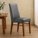 Zack Leather Dining Chair-Grey Leather with Blackwood Stain Legs