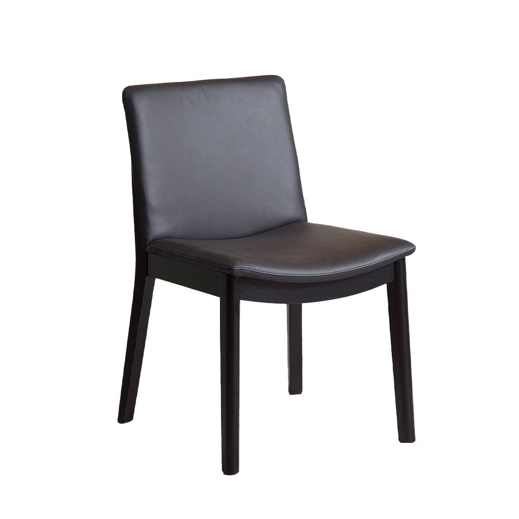 Koda Leather Dining Chair-Black Leather with Black Base