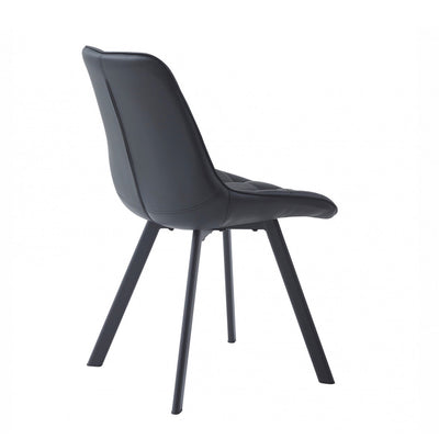 Forest Dining Chair Set of 2–Black Faux Leather with Black Powder Coated Metal Legs hover image