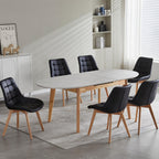 Forest Dining Chair Set of 2–Black Faux Leather with Solid Oak Legs in Natural Finish