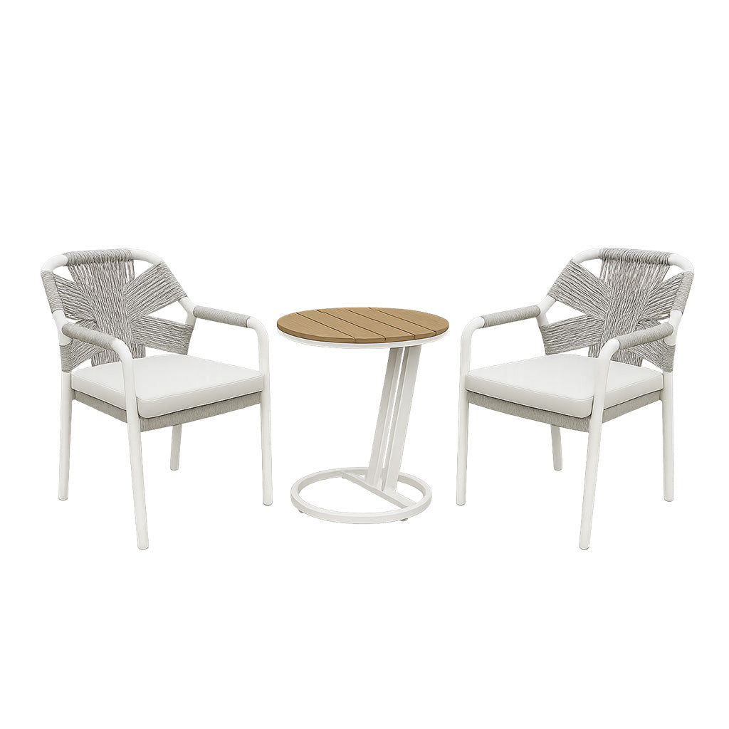 Havana 3 Piece Leisure Chair Set-Pearl White
