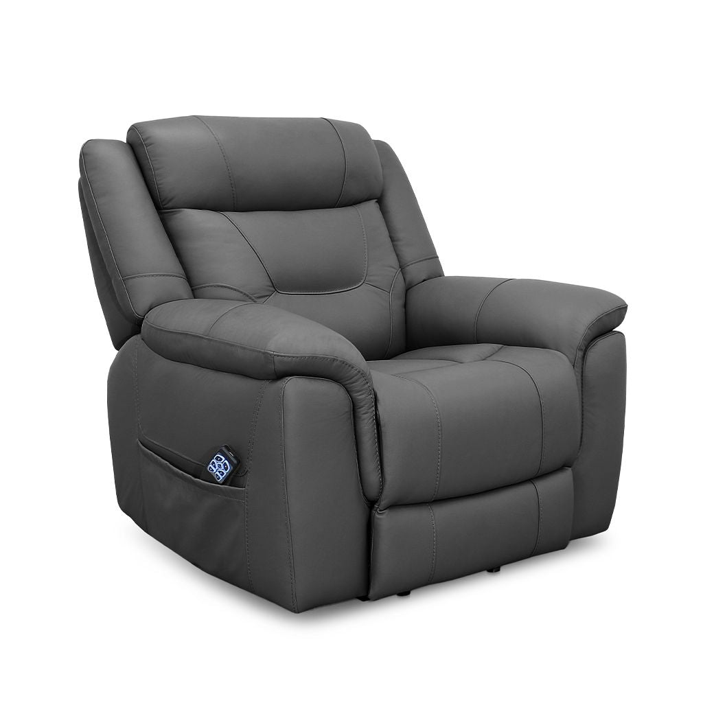 Kate Leather Manual Recliner-Dark Grey
