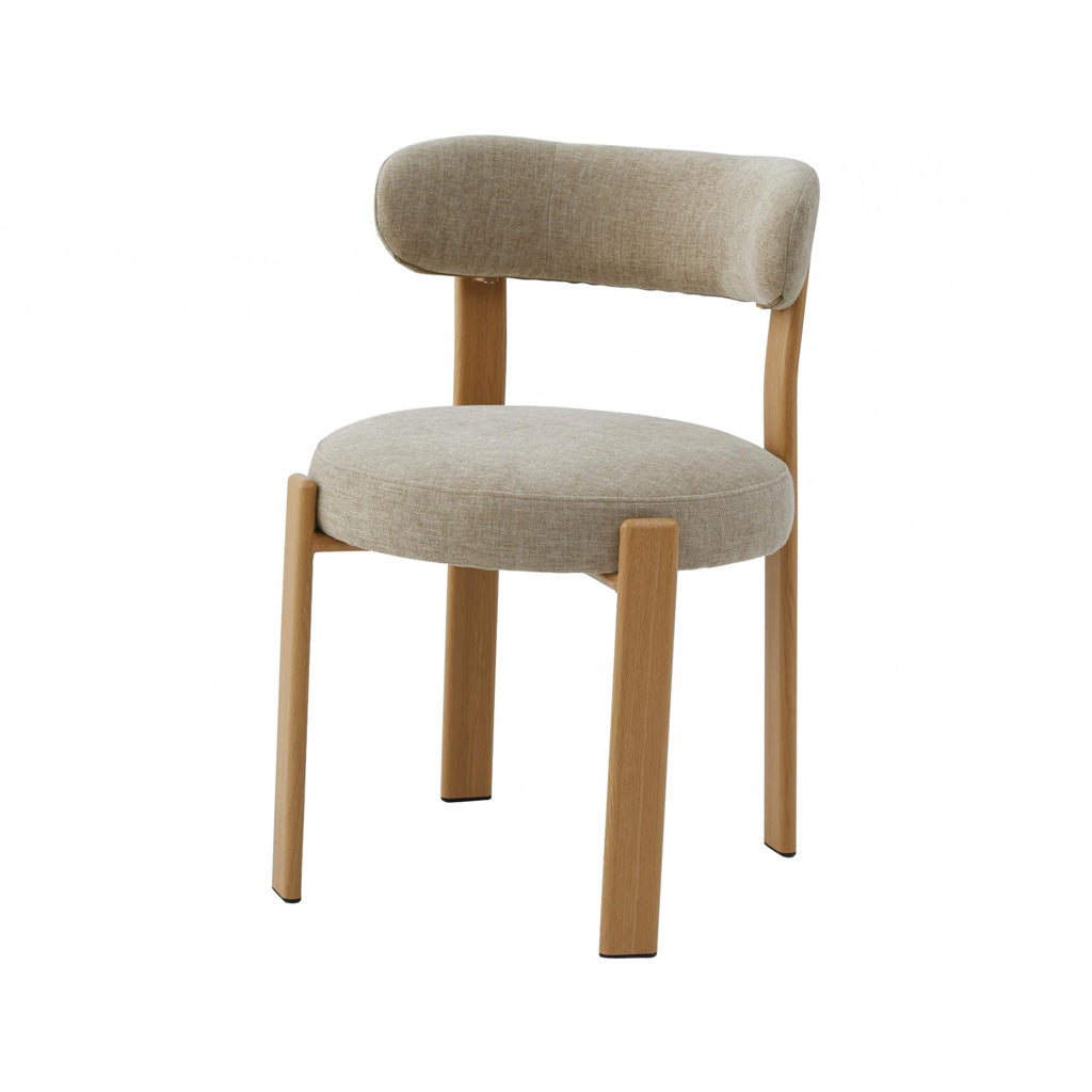 Carmo Dining Chair Set of 2–Beige Chenille Fabric with Ash Wood Effect Metal Frame