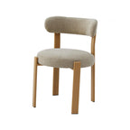 Carmo Dining Chair Set of 2–Beige Chenille Fabric with Ash Wood Effect Metal Frame