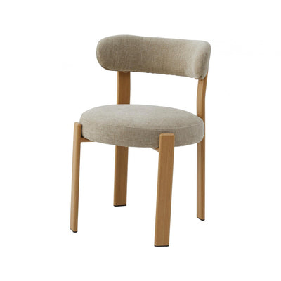 Carmo Dining Chair Set of 2–Beige Chenille Fabric with Ash Wood Effect Metal Frame