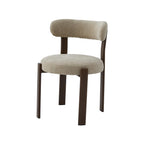 Carmo Dining Chair Set of 2–Beige Chenille Fabric with Walnut Wood Effect Metal Frame