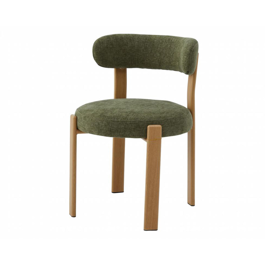 Carmo Dining Chair Set of 2–Olive Chenille Fabric with Ash Wood Effect Metal Frame