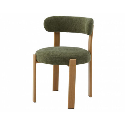 Carmo Dining Chair Set of 2–Olive Chenille Fabric with Ash Wood Effect Metal Frame