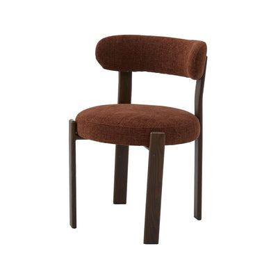 Carmo Dining Chair Set of 2–Rust Chenille Fabric with Walnut Wood Effect Metal Frame