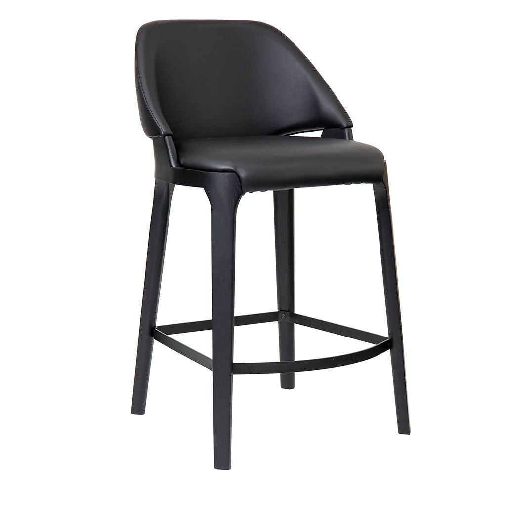 Baylor Bar Chair-Black Frame with Black PU