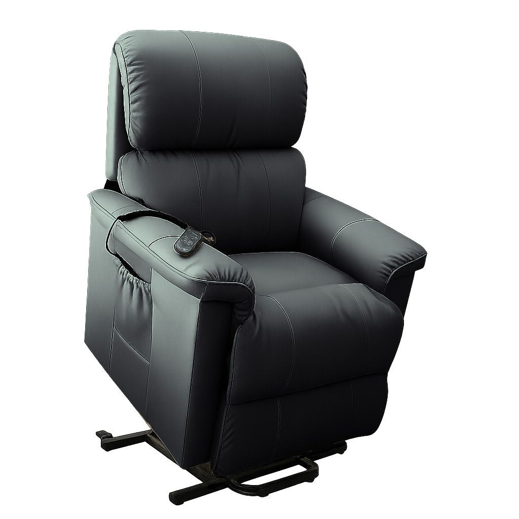 Lazboy Stanley Leather Bronze Power Lift Chair-Storm