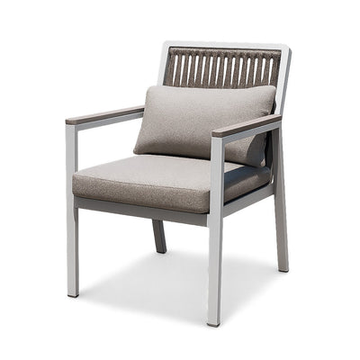 Florida Dining Chair White Frame Light Beige Cushion