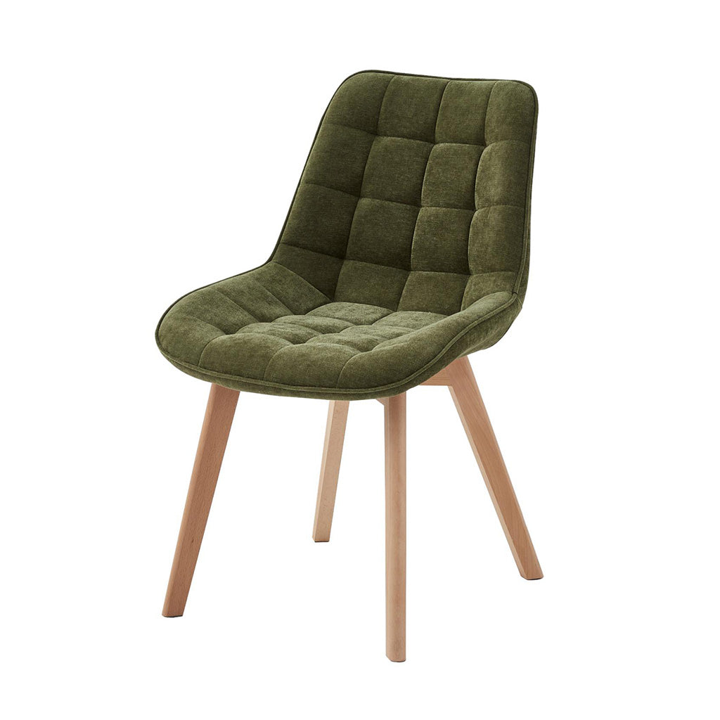 Forest Dining Chair Set of 2–Green Chenille Fabric