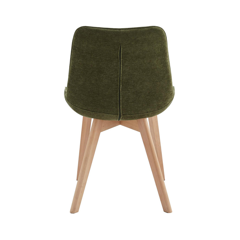 Forest Dining Chair Set of 2–Green Chenille Fabric