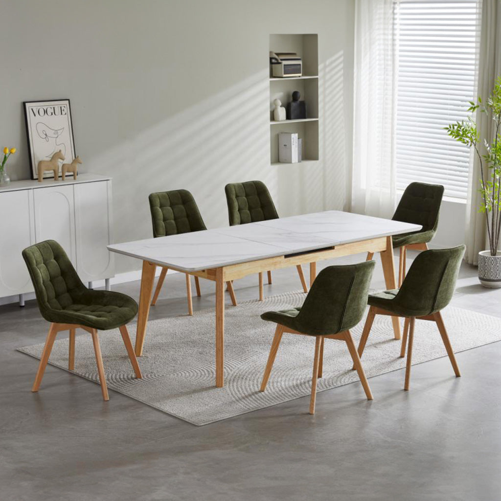 Forest Dining Chair Set of 2–Green Chenille Fabric