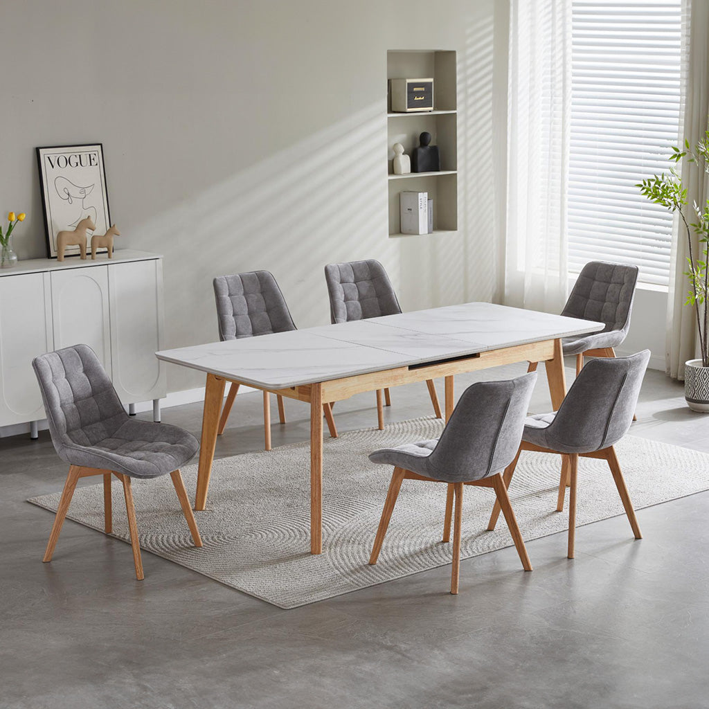 Forest Dining Chair Set of 2–Light Grey Chenille Fabric