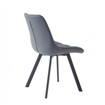 Forest Dining Chair Set of 2–Dark Grey Faux Leather with Black Powder Coated Metal Legs hover image