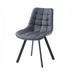 Forest Dining Chair Set of 2–Dark Grey Faux Leather with Black Powder Coated Metal Legs