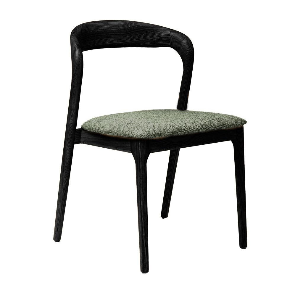 Shannen Dining Chair-Black Frame with Sage Fabric Seat