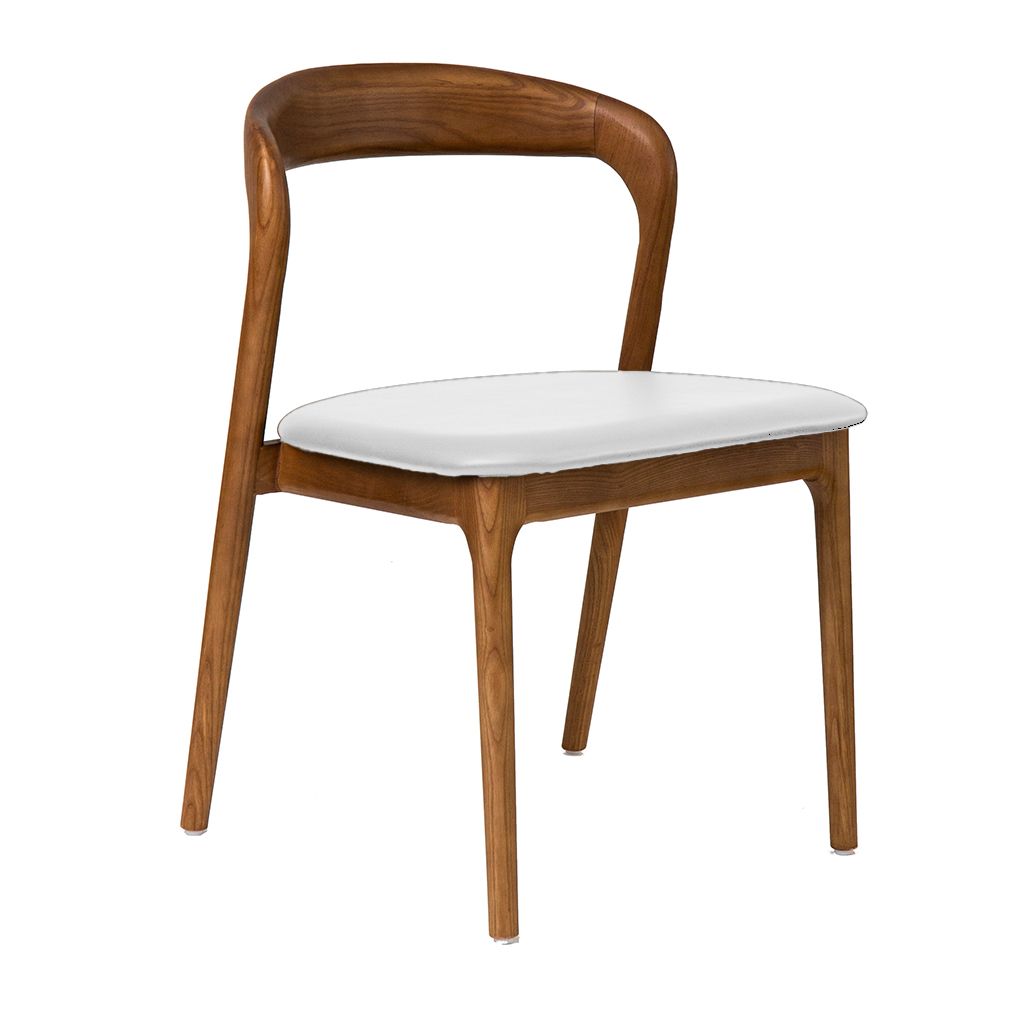 Shannen Dining Chair-Walnut Frame with White PU Seat