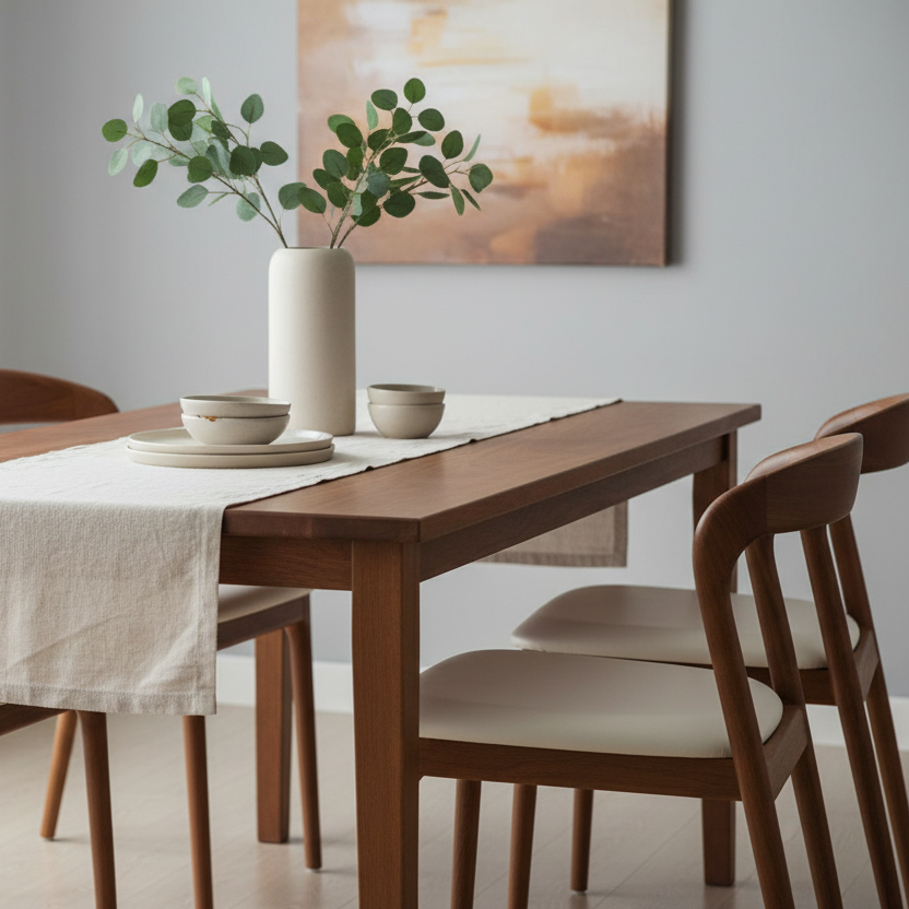 Shannen Dining Chair-Walnut Frame with White PU Seat