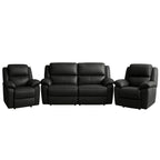 Ibis 3 Piece Leather Manual Recliner Suite–2 Seater Recliner Sofa + 2 Recliners