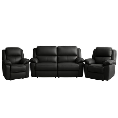 Ibis 3 Piece Leather Manual Recliner Suite–3 Seater Recliner Sofa + 2 Recliners