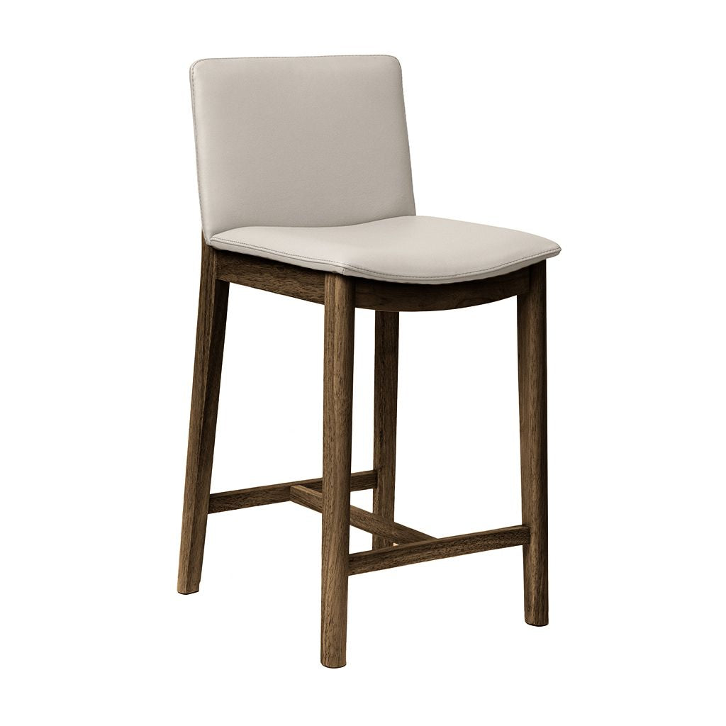 Koda Leather Bar Stool-Wheat Leather with Walnut Base