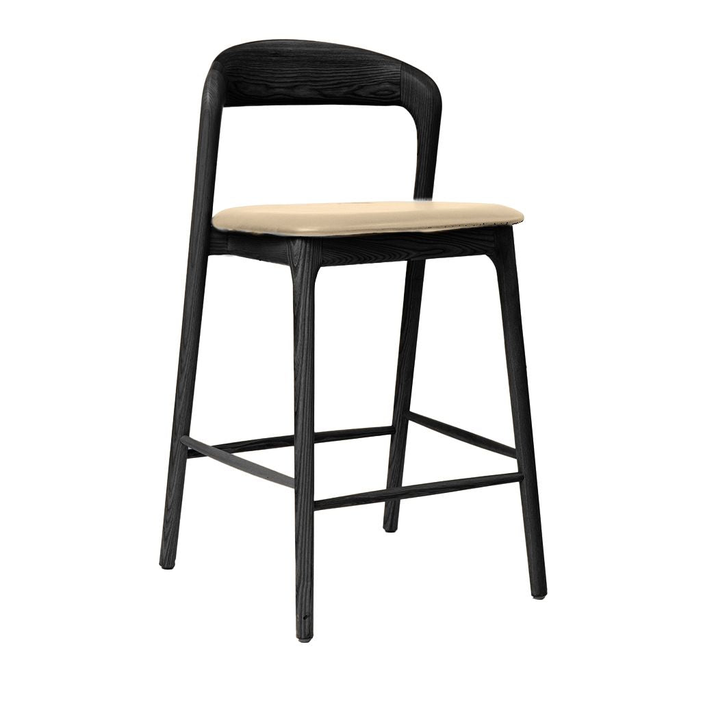 Shannen Bar Chair-Black Frame with Beige PU Seat